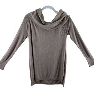 Shrinking Violet Tan Long Sleeve Cowl Neck Lightweight Tight Knit Sweater Size M